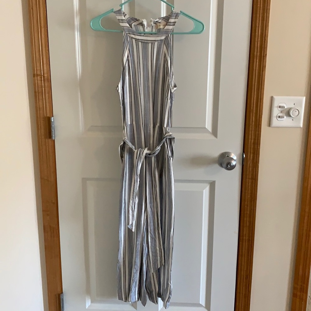 Pant romper with tie for bow